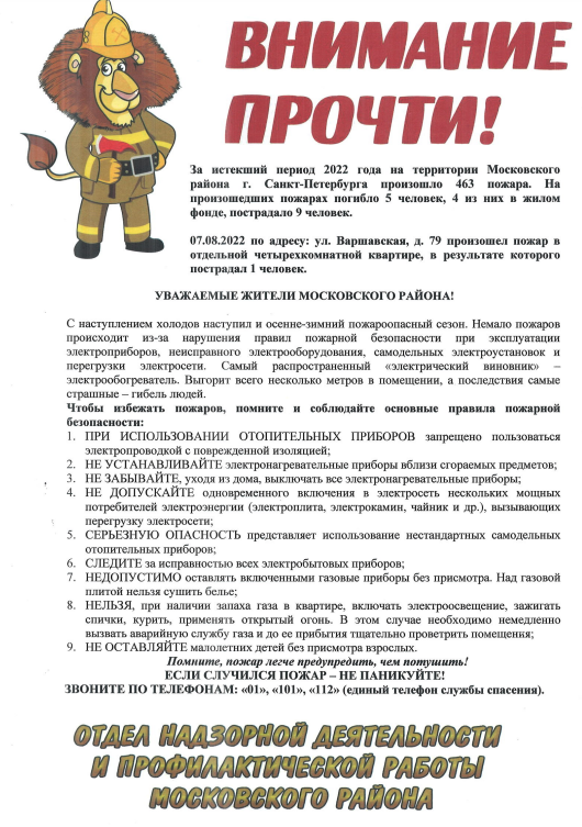 Информация по противопожарной безопасности